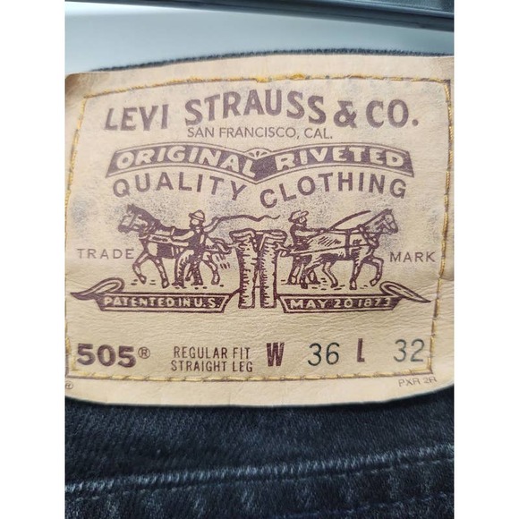 Vintage Orange tab Levi's 505 regular fit straight leg black jeans size 36X32 - Picture 5 of 5